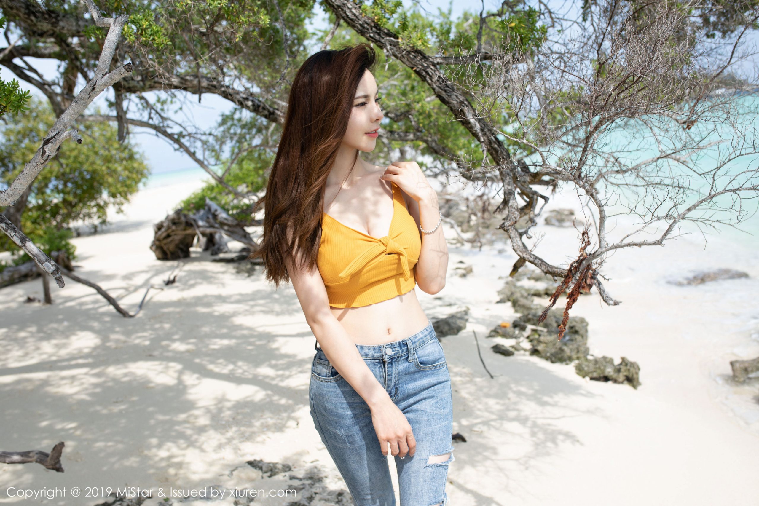 Shen Jiaxi [MiStar] VOL.299, Pose Sexy Di Tengah Pantai